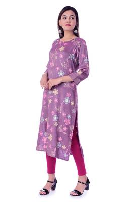 purple printed Rayon kurtas-and-kurtis 3