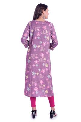 purple printed Rayon kurtas-and-kurtis 5