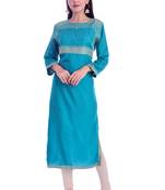 blue printed Rayon kurtas-and-kurtis