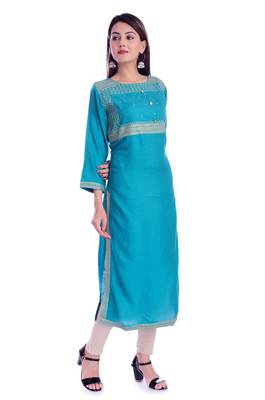 blue printed Rayon kurtas-and-kurtis 2
