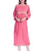 Peach printed Rayon kurtas-and-kurtis