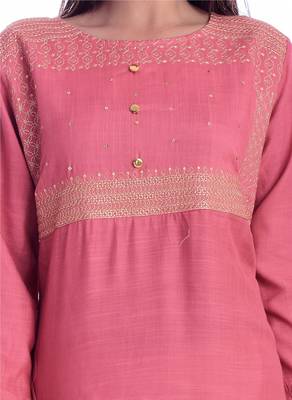 Peach printed Rayon kurtas-and-kurtis 4