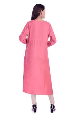 Peach printed Rayon kurtas-and-kurtis 5