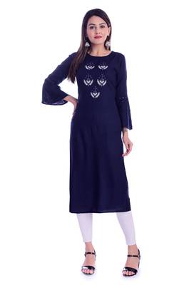 blue printed Rayon kurtas-and-kurtis 1