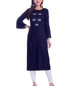 blue printed Rayon kurtas-and-kurtis
