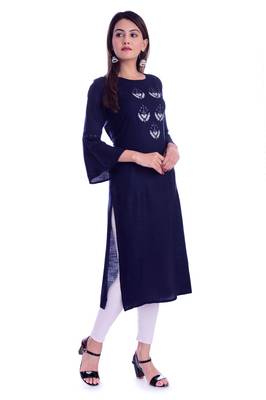 blue printed Rayon kurtas-and-kurtis 2