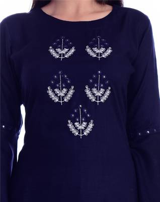 blue printed Rayon kurtas-and-kurtis 4