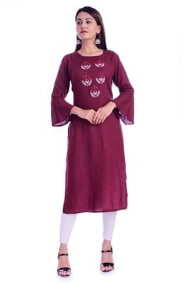 maroon printed Rayon kurtas-and-kurtis 1