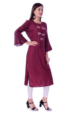 maroon printed Rayon kurtas-and-kurtis 2