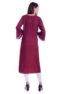 maroon printed Rayon kurtas-and-kurtis 5
