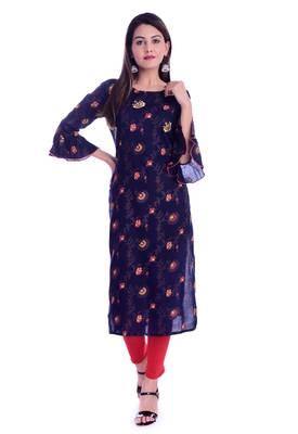 blue printed Rayon kurtas-and-kurtis 1