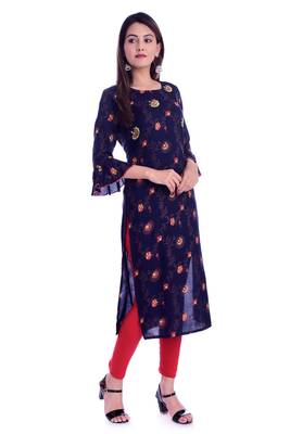 blue printed Rayon kurtas-and-kurtis 2