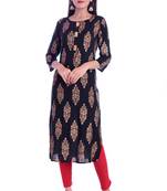 green printed Rayon kurtas-and-kurtis