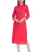 Red printed Rayon kurtas-and-kurtis