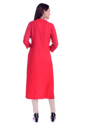 Red printed Rayon kurtas-and-kurtis 5