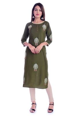 green printed Rayon kurtas-and-kurtis 1