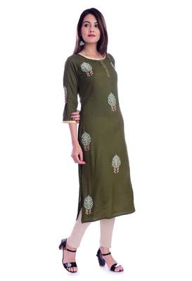 green printed Rayon kurtas-and-kurtis 2