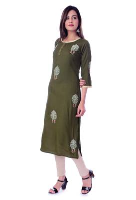 green printed Rayon kurtas-and-kurtis 3