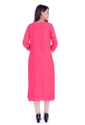 Pink printed Rayon kurtas-and-kurtis 5
