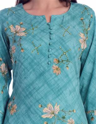 blue printed Rayon kurtas-and-kurtis 4