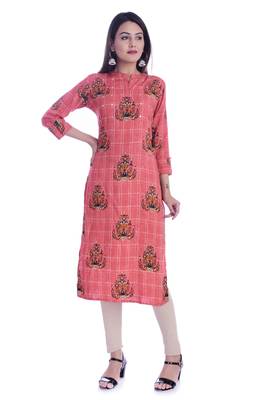 Red printed Rayon kurtas-and-kurtis 1