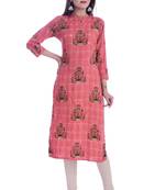 Red printed Rayon kurtas-and-kurtis