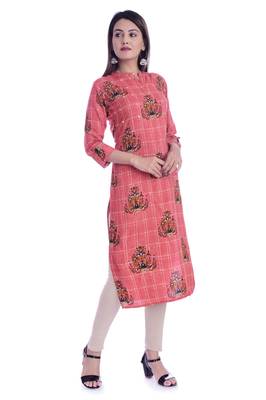 Red printed Rayon kurtas-and-kurtis 2