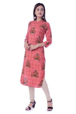Red printed Rayon kurtas-and-kurtis 3