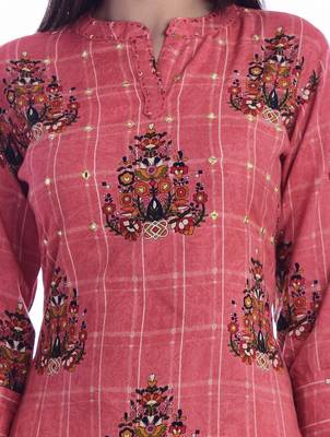 Red printed Rayon kurtas-and-kurtis 4