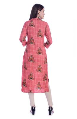 Red printed Rayon kurtas-and-kurtis 5