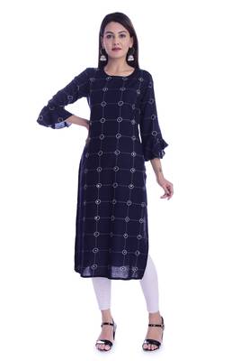 blue printed Rayon kurtas-and-kurtis 1