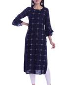 blue printed Rayon kurtas-and-kurtis