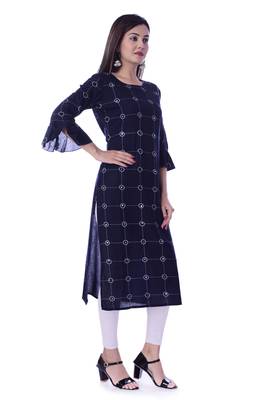 blue printed Rayon kurtas-and-kurtis 2