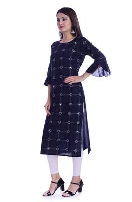 blue printed Rayon kurtas-and-kurtis 3