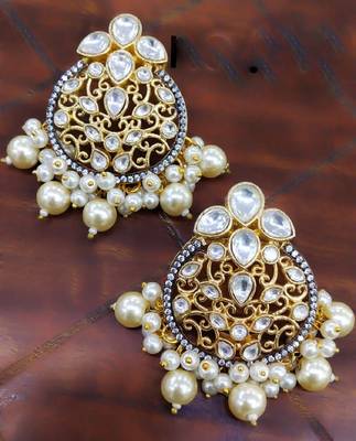 Gold Kundan Danglers Drops 1