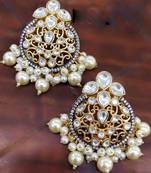 Gold Kundan Danglers Drops