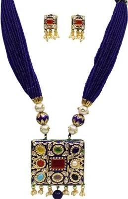 Blue Agate Navratna Necklace Sets 1