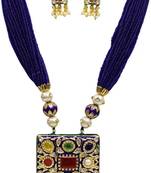 Blue Agate Navratna Necklace Sets