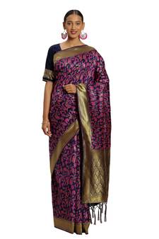 Multicolor Woven  Art Silk Saree With Blouse