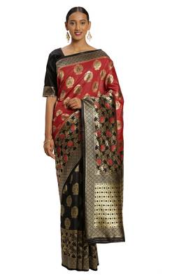 Red Woven  Art Silk Saree With Blouse 1