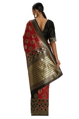 Red Woven  Art Silk Saree With Blouse 2