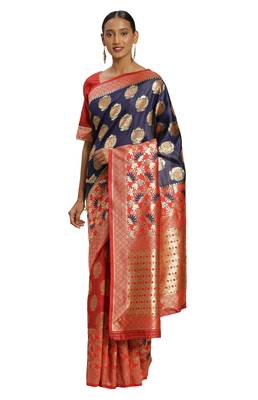 Red Woven  Art Silk Saree With Blouse 1