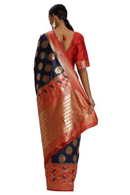 Red Woven  Art Silk Saree With Blouse 2