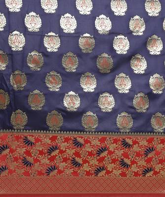 Red Woven  Art Silk Saree With Blouse 4