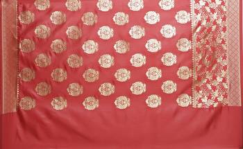Red Woven  Art Silk Saree With Blouse 5