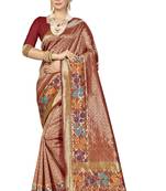 Red Woven Banarasi Silk Saree With Blouse