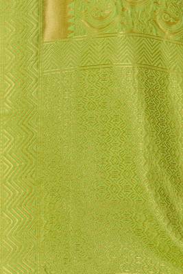 Green Woven Banarasi Silk Saree With Blouse 4