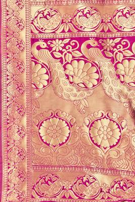 Pink Woven Banarasi Silk Saree With Blouse 4
