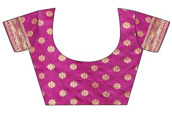 Pink Woven Banarasi Silk Saree With Blouse 5
