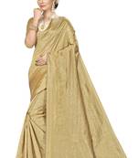 Beige Woven silk blend Saree With Blouse